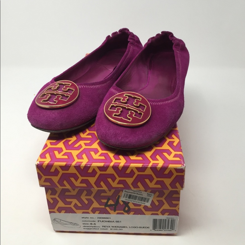 Tory Burch Fuchsia Reva Suede Shoes in Box 8.5